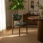 LIVARA Dining Chair - Solid Ash Wood Frame with Textured Fabric Upholstery, Mid Century Accent Chair for Dining Room & Living Space - Green