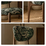 LIVARA Dining Chair - Solid Ash Wood Frame with Textured Fabric Upholstery, Mid Century Accent Chair for Dining Room & Living Space - Green