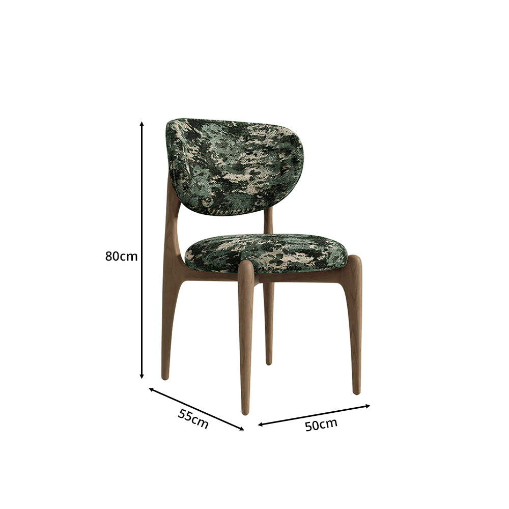 LIVARA Dining Chair - Solid Ash Wood Frame with Textured Fabric Upholstery, Mid Century Accent Chair for Dining Room & Living Space - Green