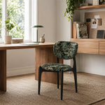 LIVARA Dining Chair - Solid Ash Wood Frame with Textured Fabric Upholstery, Mid Century Accent Chair for Dining Room & Living Space - Black
