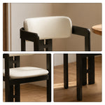 LIVARA Armchair - Solid Ash Wood Frame with Microfiber Leather Upholstery, Mid Century Accent Chair for Dining Room & Living Space - Black