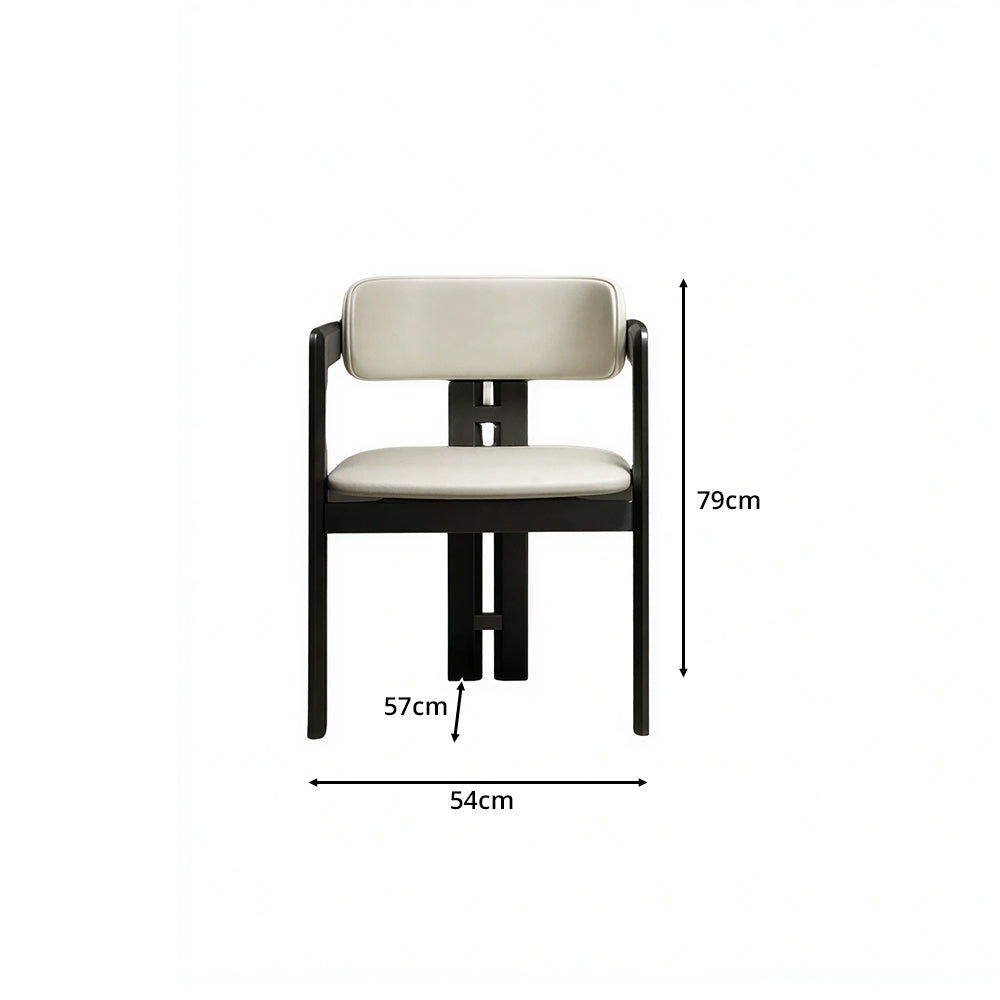 LIVARA Armchair - Solid Ash Wood Frame with Microfiber Leather Upholstery, Mid Century Accent Chair for Dining Room & Living Space - Black
