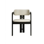 LIVARA Armchair - Solid Ash Wood Frame with Microfiber Leather Upholstery, Mid Century Accent Chair for Dining Room & Living Space - Black