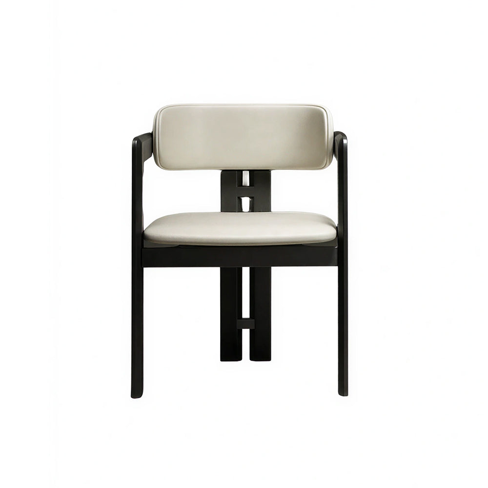 LIVARA Armchair - Solid Ash Wood Frame with Microfiber Leather Upholstery, Mid Century Accent Chair for Dining Room & Living Space - Black