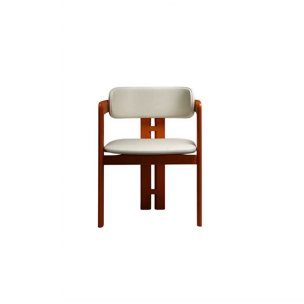 LIVARA Armchair - Solid Ash Wood Frame with Microfiber Leather Upholstery, Mid Century Accent Chair for Dining Room & Living Space - Red