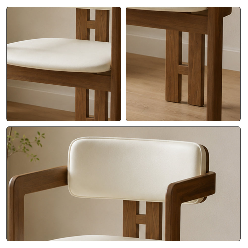 LIVARA Armchair - Solid Ash Wood Frame with Microfiber Leather Upholstery, Mid Century Accent Chair for Dining Room & Living Space - Walnut