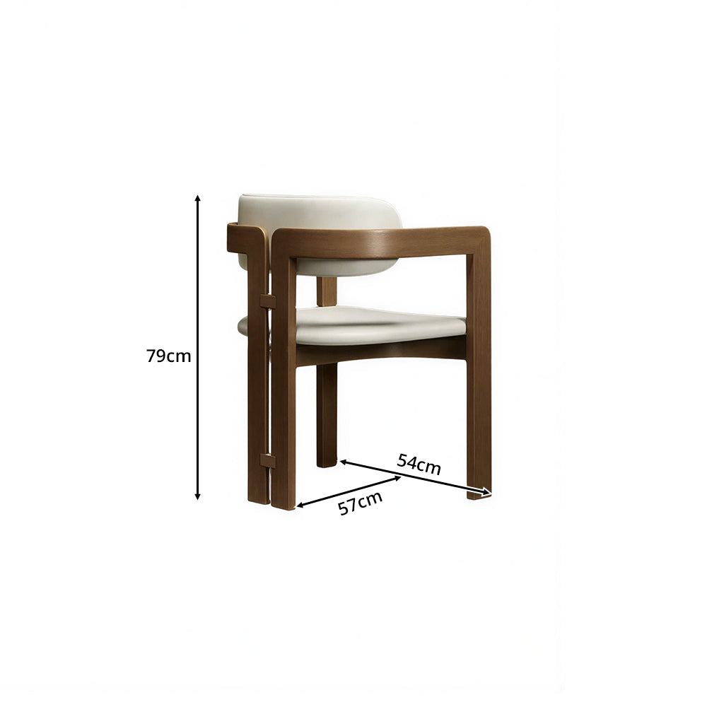 LIVARA Armchair - Solid Ash Wood Frame with Microfiber Leather Upholstery, Mid Century Accent Chair for Dining Room & Living Space - Walnut