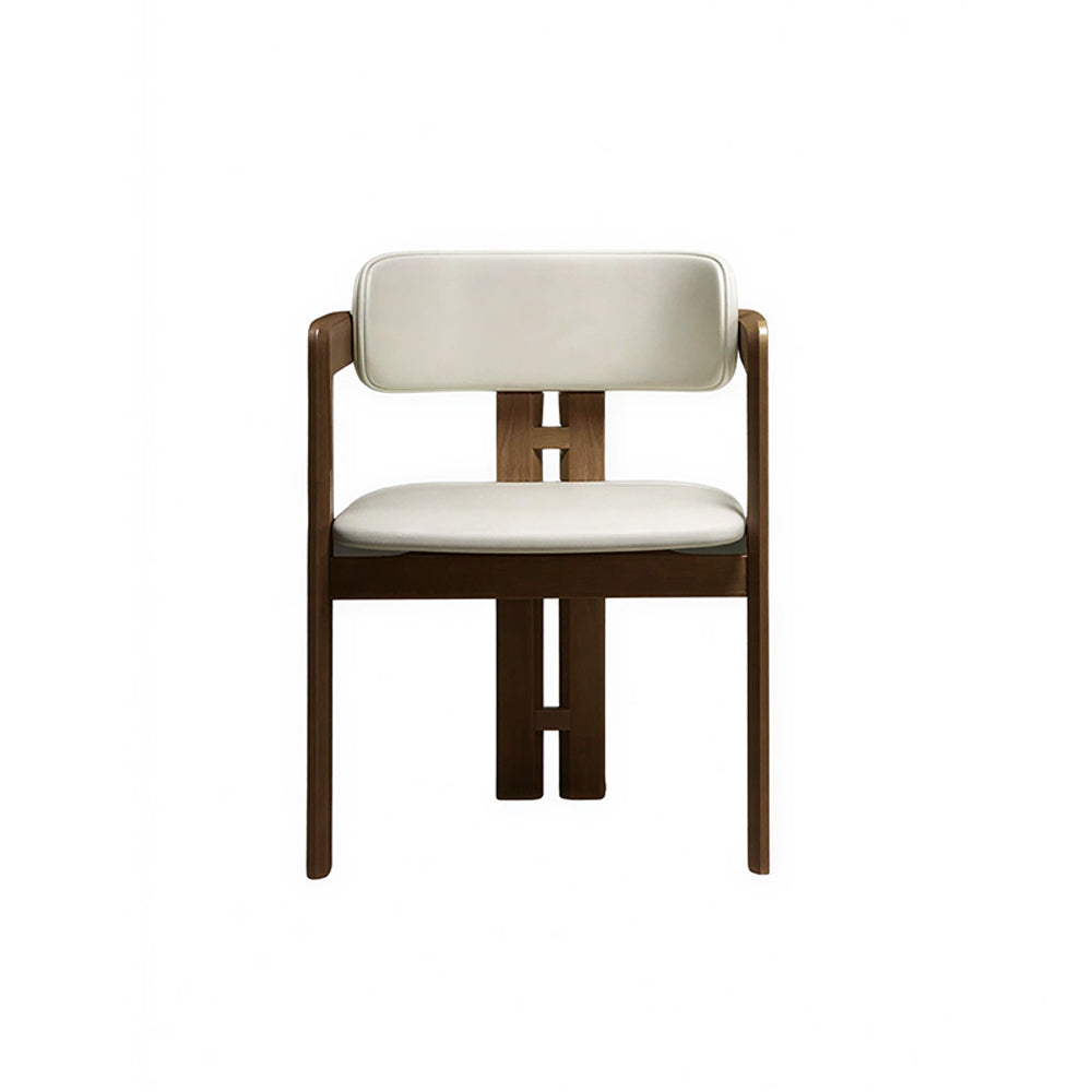 LIVARA Armchair - Solid Ash Wood Frame with Microfiber Leather Upholstery, Mid Century Accent Chair for Dining Room & Living Space - Walnut