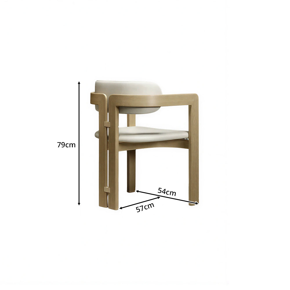 LIVARA Armchair - Solid Ash Wood Frame with Microfiber Leather Upholstery, Mid Century Accent Chair for Dining Room & Living Space - Wood