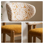 LIVARA Dining Chair - Solid Ash Wood Frame with Premium Chenille Jacquard Upholstery, Mid Century Accent Chair for Dining Room & Living Space - Wood