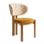 LIVARA Dining Chair - Solid Ash Wood Frame with Premium Chenille Jacquard Upholstery, Mid Century Accent Chair for Dining Room & Living Space - Wood