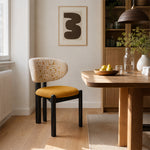 LIVARA Dining Chair - Solid Ash Wood Frame with Premium Chenille Jacquard Upholstery, Mid Century Accent Chair for Dining Room & Living Space - Black