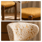 LIVARA Dining Chair - Solid Ash Wood Frame with Premium Chenille Jacquard Upholstery, Mid Century Accent Chair for Dining Room & Living Space - Walnut