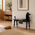LIVARA Bench - Solid Ash Wood Frame with Vintage Dog Inspired Design, Mid Century Entryway Bench for Bedroom & Living Space - Black