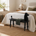 LIVARA Bench - Solid Ash Wood Frame with Vintage Dog Inspired Design, Mid Century Entryway Bench for Bedroom & Living Space - Black
