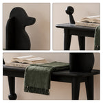 LIVARA Bench - Solid Ash Wood Frame with Vintage Dog Inspired Design, Mid Century Entryway Bench for Bedroom & Living Space - Black