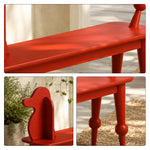 LIVARA Bench - Solid Ash Wood Frame with Vintage Dog Inspired Design, Mid Century Entryway Bench for Bedroom & Living Space - Red