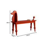 LIVARA Bench - Solid Ash Wood Frame with Vintage Dog Inspired Design, Mid Century Entryway Bench for Bedroom & Living Space - Red