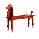 LIVARA Bench - Solid Ash Wood Frame with Vintage Dog Inspired Design, Mid Century Entryway Bench for Bedroom & Living Space - Red