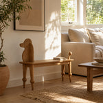 LIVARA Bench - Solid Ash Wood Frame with Vintage Dog Inspired Design, Mid Century Entryway Bench for Bedroom & Living Space - Walnut