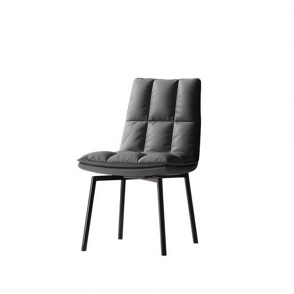 LIVARA Dining Chair - Upholstered Seat with 180-Degree Swivel Return Base, Modern Minimalist Accent Chair for Dining Room & Living Space - Grey