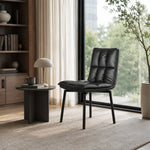 LIVARA Dining Chair - Upholstered Seat with 180-Degree Swivel Return Base, Modern Minimalist Accent Chair for Dining Room & Living Space - Black
