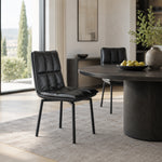 LIVARA Dining Chair - Upholstered Seat with 180-Degree Swivel Return Base, Modern Minimalist Accent Chair for Dining Room & Living Space - Black