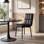 LIVARA Dining Chair - Upholstered Seat with 180-Degree Swivel Return Base, Modern Minimalist Accent Chair for Dining Room & Living Space - Black