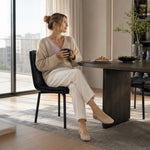 LIVARA Dining Chair - Upholstered Seat with 180-Degree Swivel Return Base, Modern Minimalist Accent Chair for Dining Room & Living Space - Black