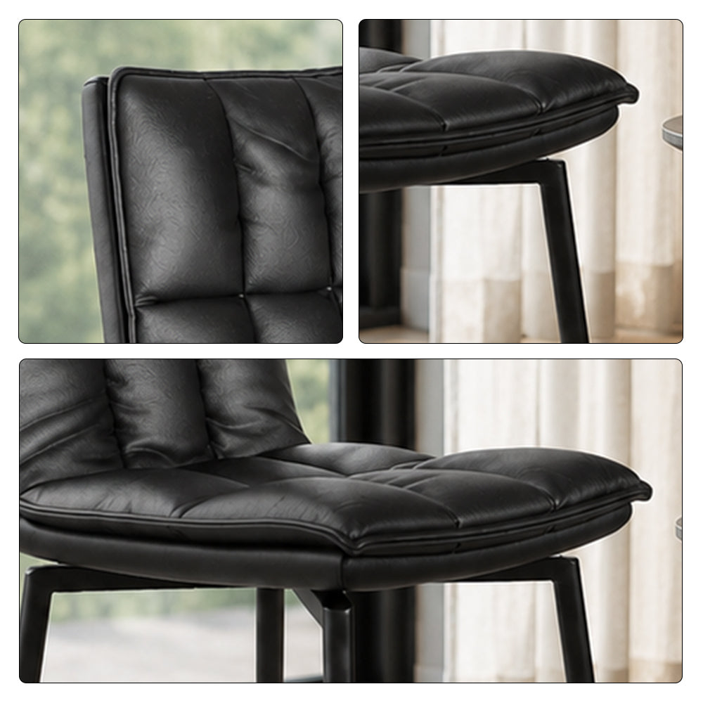 LIVARA Dining Chair - Upholstered Seat with 180-Degree Swivel Return Base, Modern Minimalist Accent Chair for Dining Room & Living Space - Black
