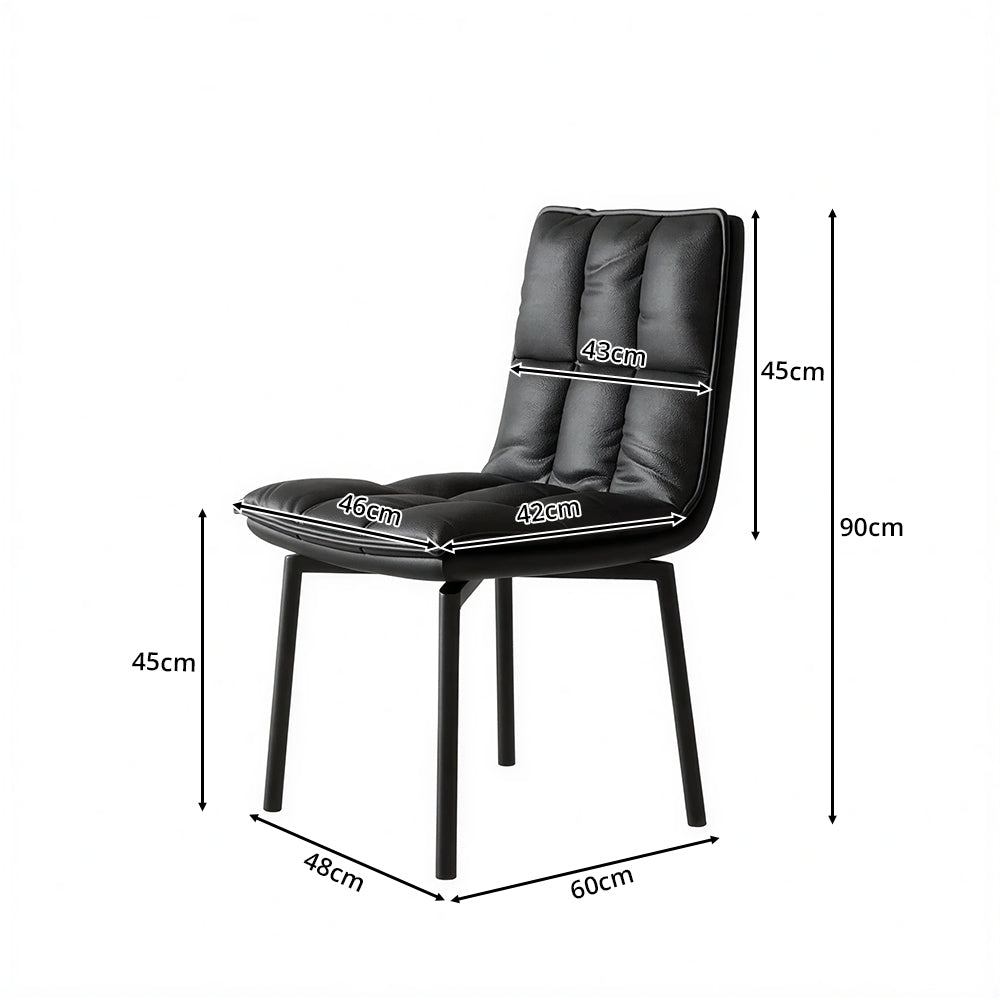 LIVARA Dining Chair - Upholstered Seat with 180-Degree Swivel Return Base, Modern Minimalist Accent Chair for Dining Room & Living Space - Black