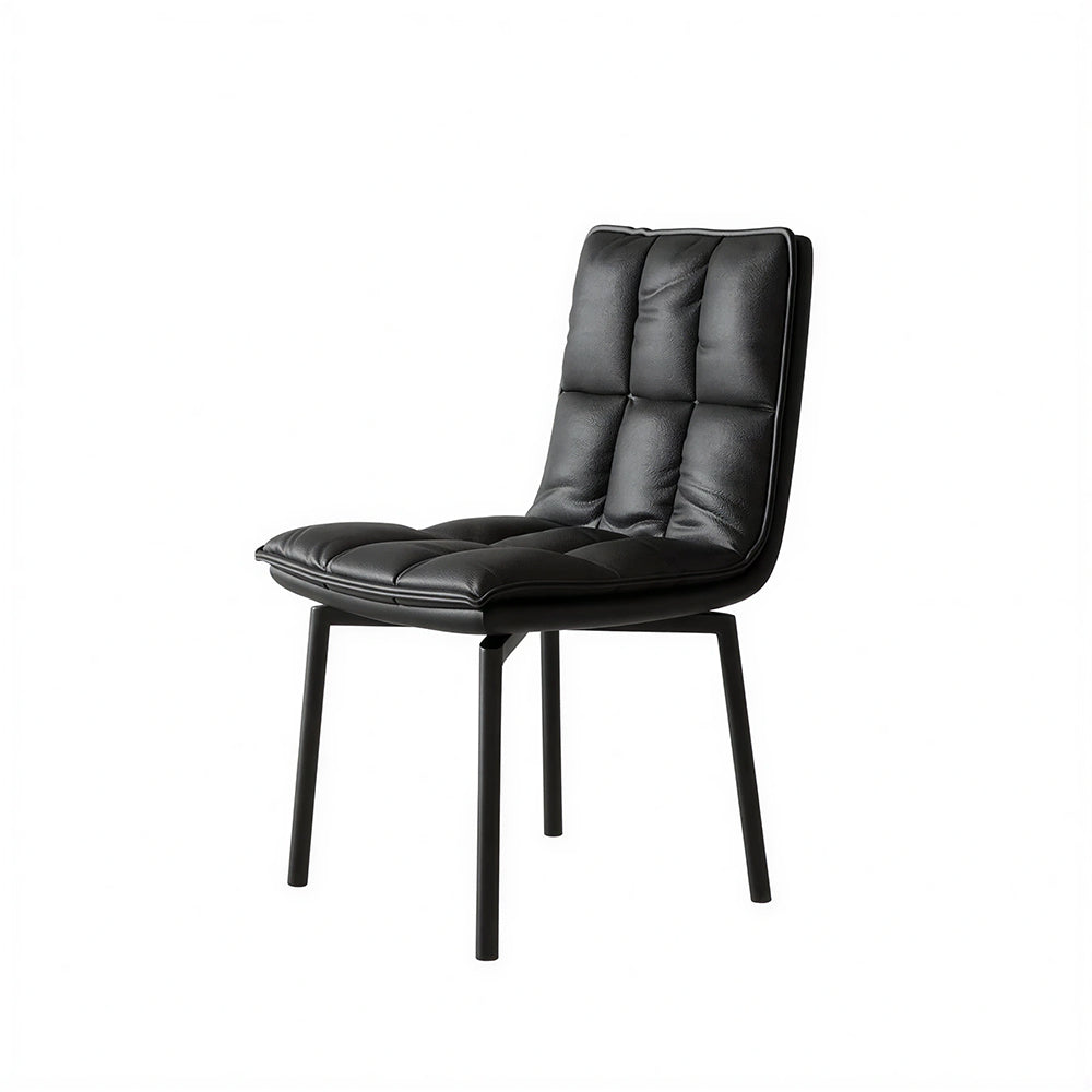 LIVARA Dining Chair - Upholstered Seat with 180-Degree Swivel Return Base, Modern Minimalist Accent Chair for Dining Room & Living Space - Black