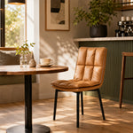 LIVARA Dining Chair - Upholstered Seat with 180-Degree Swivel Return Base, Modern Minimalist Accent Chair for Dining Room & Living Space - Khaki