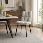 LIVARA Dining Chair - Upholstered Seat with 180-Degree Swivel Return Base, Modern Minimalist Accent Chair for Dining Room & Living Space - Light Grey