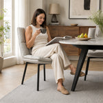 LIVARA Dining Chair - Upholstered Seat with 180-Degree Swivel Return Base, Modern Minimalist Accent Chair for Dining Room & Living Space - Light Grey
