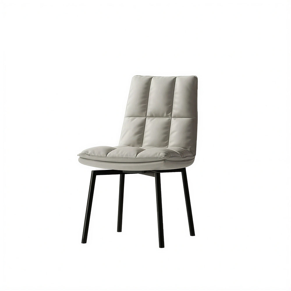 LIVARA Dining Chair - Upholstered Seat with 180-Degree Swivel Return Base, Modern Minimalist Accent Chair for Dining Room & Living Space - Light Grey