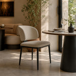 LIVARA Dining Chair - Microfiber Leather Upholstery with Curved Backrest and Metal Legs, Modern Minimalist Accent Chair for Dining Room & Hotel - Grey