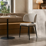 LIVARA Dining Chair - Microfiber Leather Upholstery with Curved Backrest and Metal Legs, Modern Minimalist Accent Chair for Dining Room & Hotel - Grey