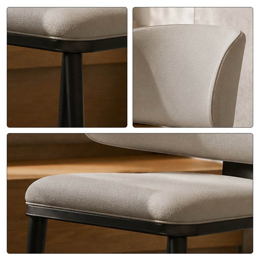 LIVARA Dining Chair - Microfiber Leather Upholstery with Curved Backrest and Metal Legs, Modern Minimalist Accent Chair for Dining Room & Hotel - Grey