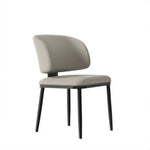 LIVARA Dining Chair - Microfiber Leather Upholstery with Curved Backrest and Metal Legs, Modern Minimalist Accent Chair for Dining Room & Hotel - Grey