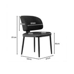 LIVARA Dining Chair - Microfiber Leather Upholstery with Curved Backrest and Metal Legs, Modern Minimalist Accent Chair for Dining Room & Hotel - Black