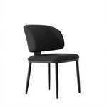 LIVARA Dining Chair - Microfiber Leather Upholstery with Curved Backrest and Metal Legs, Modern Minimalist Accent Chair for Dining Room & Hotel - Black