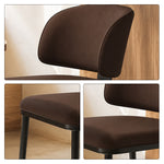 LIVARA Dining Chair - Microfiber Leather Upholstery with Curved Backrest and Metal Legs, Modern Minimalist Accent Chair for Dining Room & Hotel - Brown
