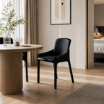 LIVARA Armchair - Premium Saddle Leather Upholstery with Ergonomic Curved Backrest, Modern Minimalist Chair for Dining Room & Living Space - Black