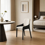 LIVARA Armchair - Premium Saddle Leather Upholstery with Ergonomic Curved Backrest, Modern Minimalist Chair for Dining Room & Living Space - White
