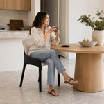 LIVARA Armchair - Premium Saddle Leather Upholstery with Ergonomic Curved Backrest, Modern Minimalist Chair for Dining Room & Living Space - White