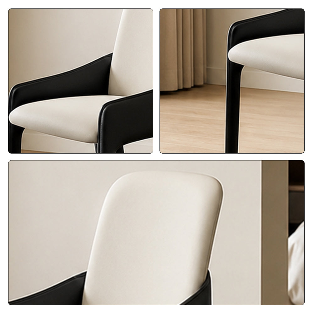 LIVARA Armchair - Premium Saddle Leather Upholstery with Ergonomic Curved Backrest, Modern Minimalist Chair for Dining Room & Living Space - White
