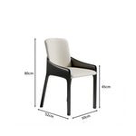 LIVARA Armchair - Premium Saddle Leather Upholstery with Ergonomic Curved Backrest, Modern Minimalist Chair for Dining Room & Living Space - White
