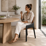 LIVARA Armchair - Premium Saddle Leather Upholstery with Ergonomic Curved Backrest, Modern Minimalist Chair for Dining Room & Living Space - Coffee
