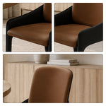LIVARA Armchair - Premium Saddle Leather Upholstery with Ergonomic Curved Backrest, Modern Minimalist Chair for Dining Room & Living Space - Coffee